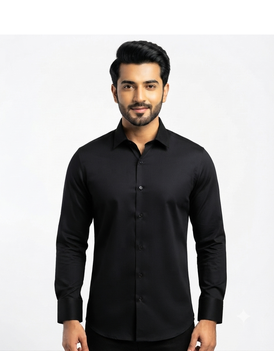 B Elite | Men's Premium Long-Sleeve Stretch Dress Shirt - Black