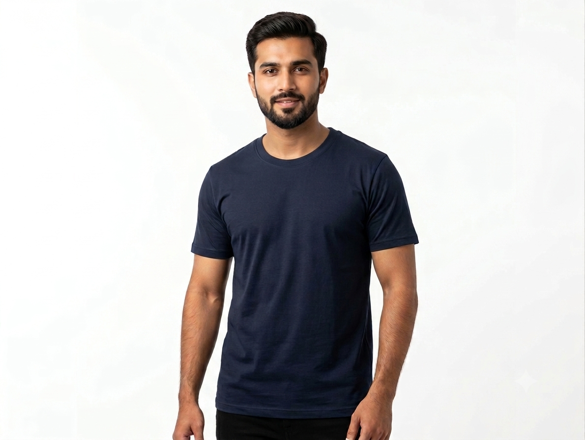 B Elite Signature Fitted Crewneck Tee – Midnight Navy