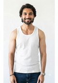 B Elite Premium Men's Ribbed Tank Top | Essential Athletic Fit Vest | White Tank Top for Men
