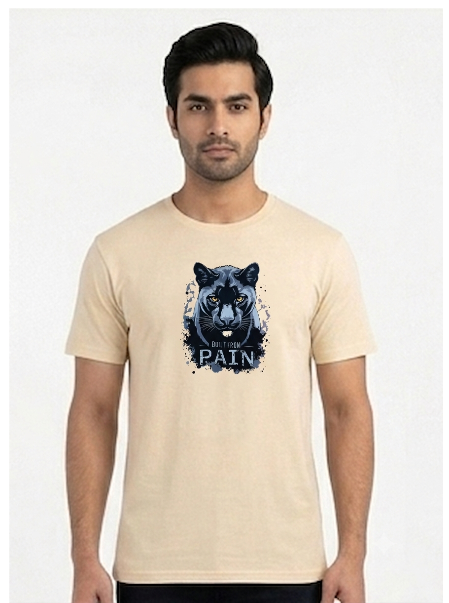 B Elite | Built From Pain Panther Casual T-Shirt - Beige