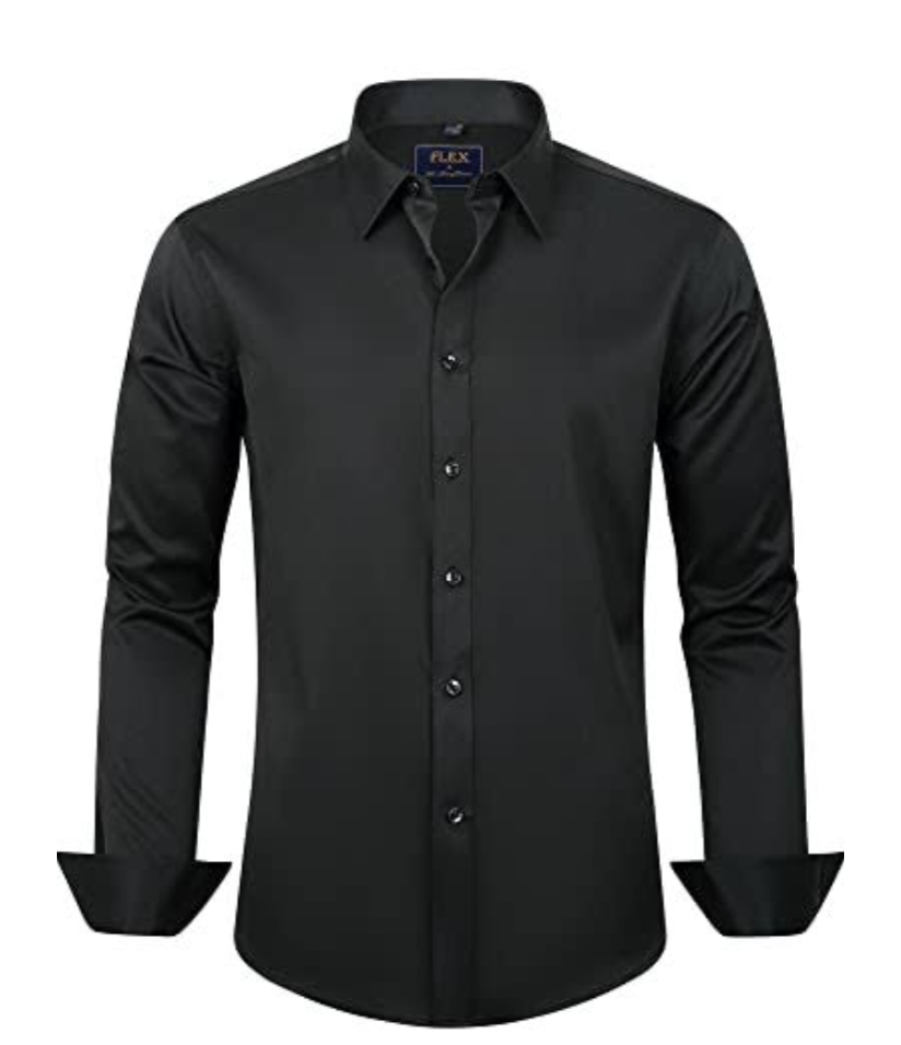 B Elite | Men's Premium Long-Sleeve Stretch Dress Shirt - Black