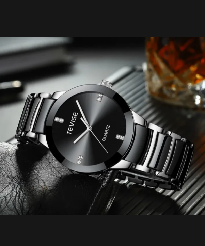 B Elite | Minimalist Black & Silver Luxury Quartz Wristwatch with Diamond Markers