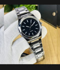 B Elite | Men's Luxury Silver Quartz Watch with Black Textured Dial & Octagonal Bezel